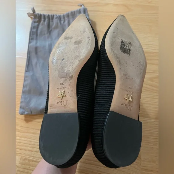 Dior J'Adior Black and Cream Flats AUTHENTIC - Picture 3 of 6